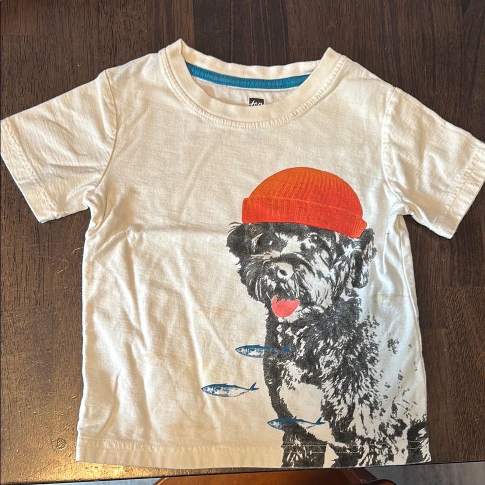 Tea Collection Kids Cream T-Shirt with Dog Print
